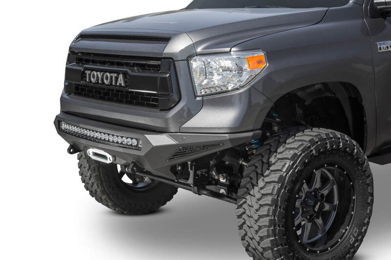 Toyota Tundra Bumper - Front - Addictive Desert Designs - Stealth Fighter w/ Winch Mount & Sensors - Hammer Black, Satin Black - `14-`27